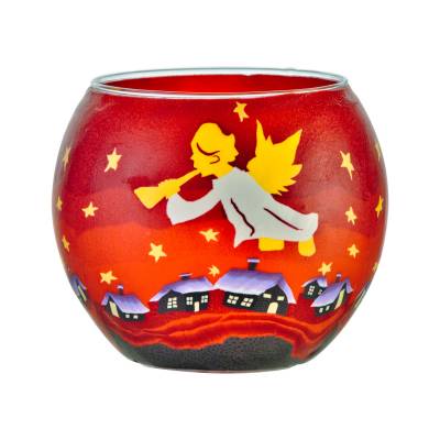 Leuchtglas 11cm Nr.511 musizierender Engel mit goldenen Flügel - 0