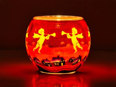 Leuchtglas 11cm Nr.512 musizierende Engel, weiss - 1