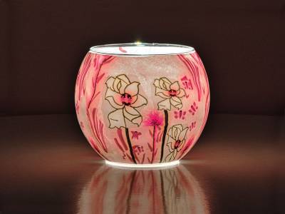 Leuchtglas 11cm Nr.519 weiße Blume - 1