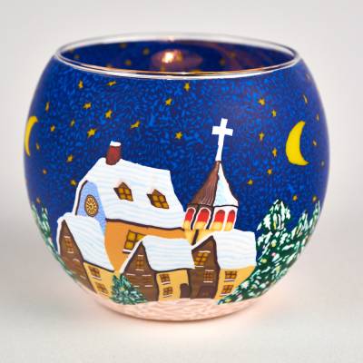 Leuchtglas 11cm Nr.591 Winterdorf bei Nacht - 1