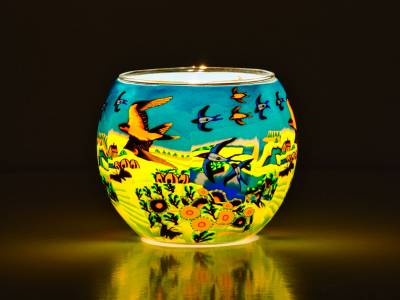 Leuchtglas 11cm Nr.593 Vogelschwarm im Sommer - 1
