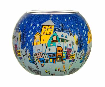 Leuchtglas 15cm Nr.68 verschneiter Marktplatz - 0