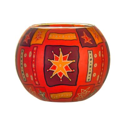 Leuchtglas 15cm Nr.75 Sterne, rot, orange - 0