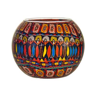 Leuchtglas 15cm Nr.90 Kerzenmotiv im Bohochic - 0