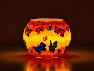 Leuchtglas 15cm Nr.123 bunte Schmetterling - 1