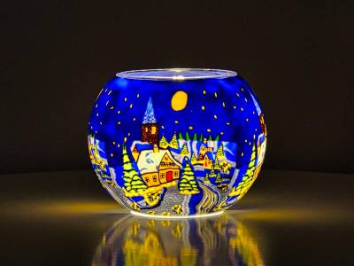 Leuchtglas 15cm Nr.175 Winter in den Bergen - 1