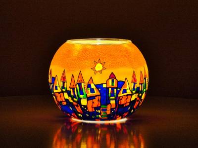 Leuchtglas 15cm Nr.182 Stadt im Sommer - 1