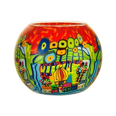 Leuchtglas 15cm Nr.292 stilisierte Stadt mit Wald im Hintergrund - 0