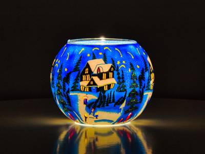 Leuchtglas 15cm Nr.386 Idylle und Ruhe im Winter - 1