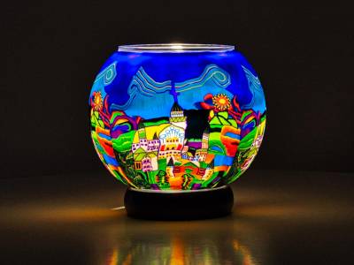 Leuchtglas Lampe 15cm Nr.32 Stadtmotiv - 1