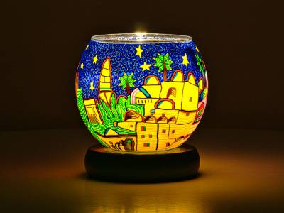 Leuchtglas Lampe 11cm Nr.40 Jerusalem, elektrisch betrieben - 1