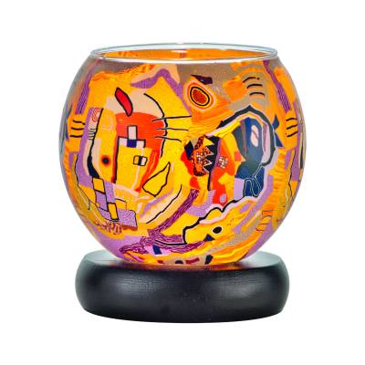 Leuchtglas Lampe 11cm Nr.53 Phantasiemotiv, elektrisch betrieben - 0