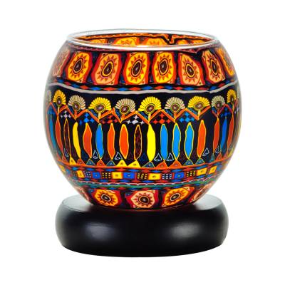 Leuchtglas Lampe 11cm Nr.90 Bohochic, elektrisch betrieben - 0