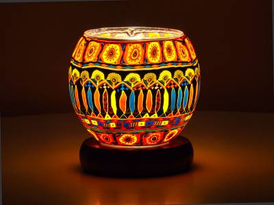 Leuchtglas Lampe 11cm Nr.90 Bohochic, elektrisch betrieben - 1