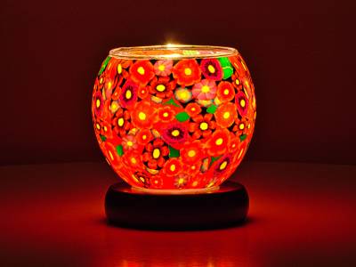 Leuchtglas Lampe 11cm Nr.124 Blumenwiese, elektrisch betrieben - 1