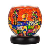 Leuchtglas Lampe 11cm Nr.290 bunte Stadt, elektrisch betrieben