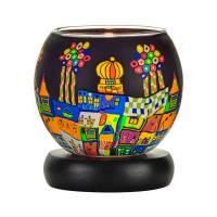 Leuchtglas Lampe 11cm Nr.291 bunte Stadt bei Nacht, elektrisch betrieben