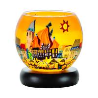 Leuchtglas Lampe 11cm Nr.307 Weihnachtsmarkt in Michelstadt, elektrisch betrieben