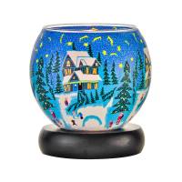 Leuchtglas Lampe 11cm Nr.386 Idylle und Ruhe im Winter, elektrisch betrieben