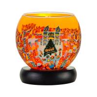 Leuchtglas Lampe 11cm Nr.438 Blick auf eine weihnachtliche Stadt, elektrisch betrieben