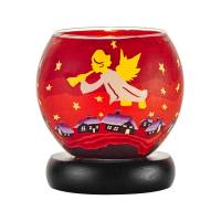 Leuchtglas Lampe 11cm Nr.511 musizierender Engel mit goldenen Flügel, elektrisch betrieben