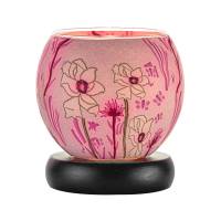 Leuchtglas Lampe 11cm Nr.519 weiße Blume, elektrisch betrieben