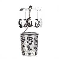 Glas-Karussell-Windlicht „Moon & Cat“ – Magisches Silber-Design