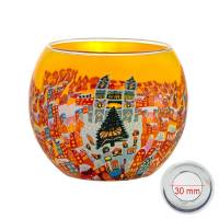 Leuchtglas 11cm Nr.438 Blick auf eine weihnachtliche Stadt MIT 30mm Bohrung Tauschglas