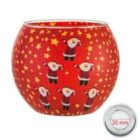 Leuchtglas 11cm Nr.341 - 6 fröhliche Weihnachtsmänner MIT 30mm Bohrung Tauschglas Ersatzglas