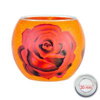Leuchtglas 11cm Nr.297 rote Rosen MIT 30mm Bohrung Tauschglas Ersatzglas
