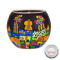 Leuchtglas 11cm Nr.291 bunte Stadt bei Nacht MIT 30mm Bohrung Tauschglas Ersatzglas