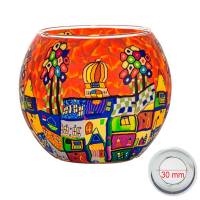 Leuchtglas 11cm Nr.290 bunte Stadt MIT 30mm Bohrung Tauschglas Ersatzglas