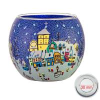 Leuchtglas 11cm Nr.68 verschneiter Marktplatz MIT 30mm Bohrung Tauschglas Ersatzglas