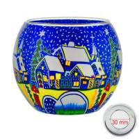 Leuchtglas 11cm Nr.49 Schnee in der Stadt MIT 30mm Bohrung Tauschglas Ersatzglas