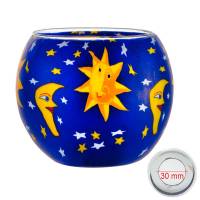 Leuchtglas 11cm Nr.41 Sonne, Mond und Sterne MIT 30mm Bohrung Tauschglas Ersatzglas