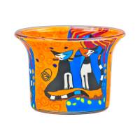 Votiv-Glas 111 Katzen blau / rot