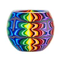 Leuchtglas 11cm Nr.9 Psychedelisch, künstlerisch buntes Motiv, Regenbogenfarben