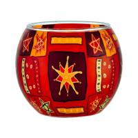 Leuchtglas 11cm Nr.75 Sterne, rot, orange