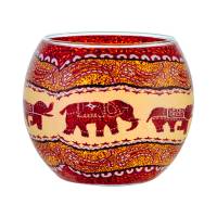 Leuchtglas 11cm Nr.211 Elefantenherde orange-Rottöne