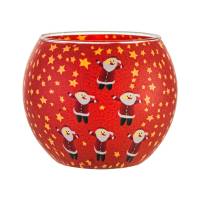 Leuchtglas 11cm Nr.341 - 6 fröhliche Weihnachtsmänner