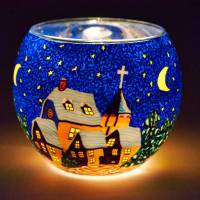 Leuchtglas 11cm Nr.591 Winterdorf bei Nacht