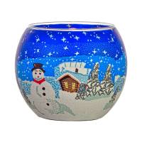 Leuchtglas 11cm Nr.592 Schneemann in den Bergen