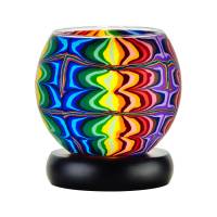 Leuchtglas Lampe 11cm Nr.9 Psychedelisch, Regenbogenfarben, elektrisch betrieben
