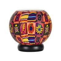 Leuchtglas Lampe 15cm Nr.12 Patchwork, elektrisch betrieben