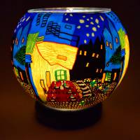 Leuchtglas Lampe 15cm Nr.59 Stadt bei Nacht, modern, elektrisch betrieben