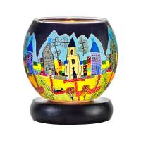 Leuchtglas Lampe 11cm Nr.37 Kirchenbesuch am Sonntag, Sunday, elektrisch betrieben