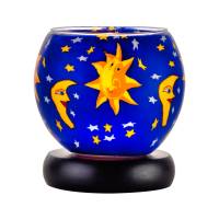 Leuchtglas Lampe 11cm Nr.41 Sonne, Mond und Sterne, elektrisch betrieben