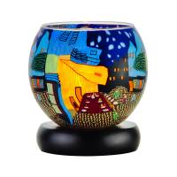 Leuchtglas Lampe 11cm Nr.59 Stadt bei Nacht, abstrakt, elektrisch betrieben