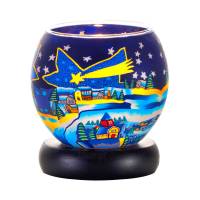 Leuchtglas Lampe 11cm Nr.66 Sternschnuppe über Winterdorf, elektrisch betrieben