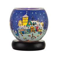 Leuchtglas Lampe 11cm Nr.68 verschneiter Marktplatz, elektrisch betrieben